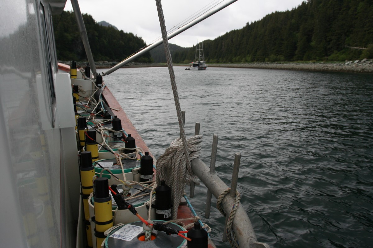 Fully recoverable acoustic VR2 receiver assemblies on deck, Alaska 2009